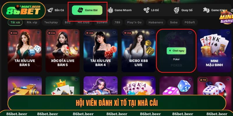 Hội viên đánh Xì tố tại nhà cái